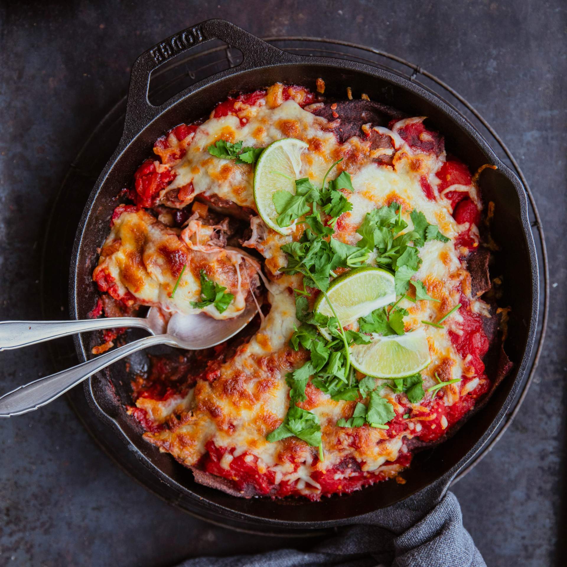 Fertig gebackene Enchilada