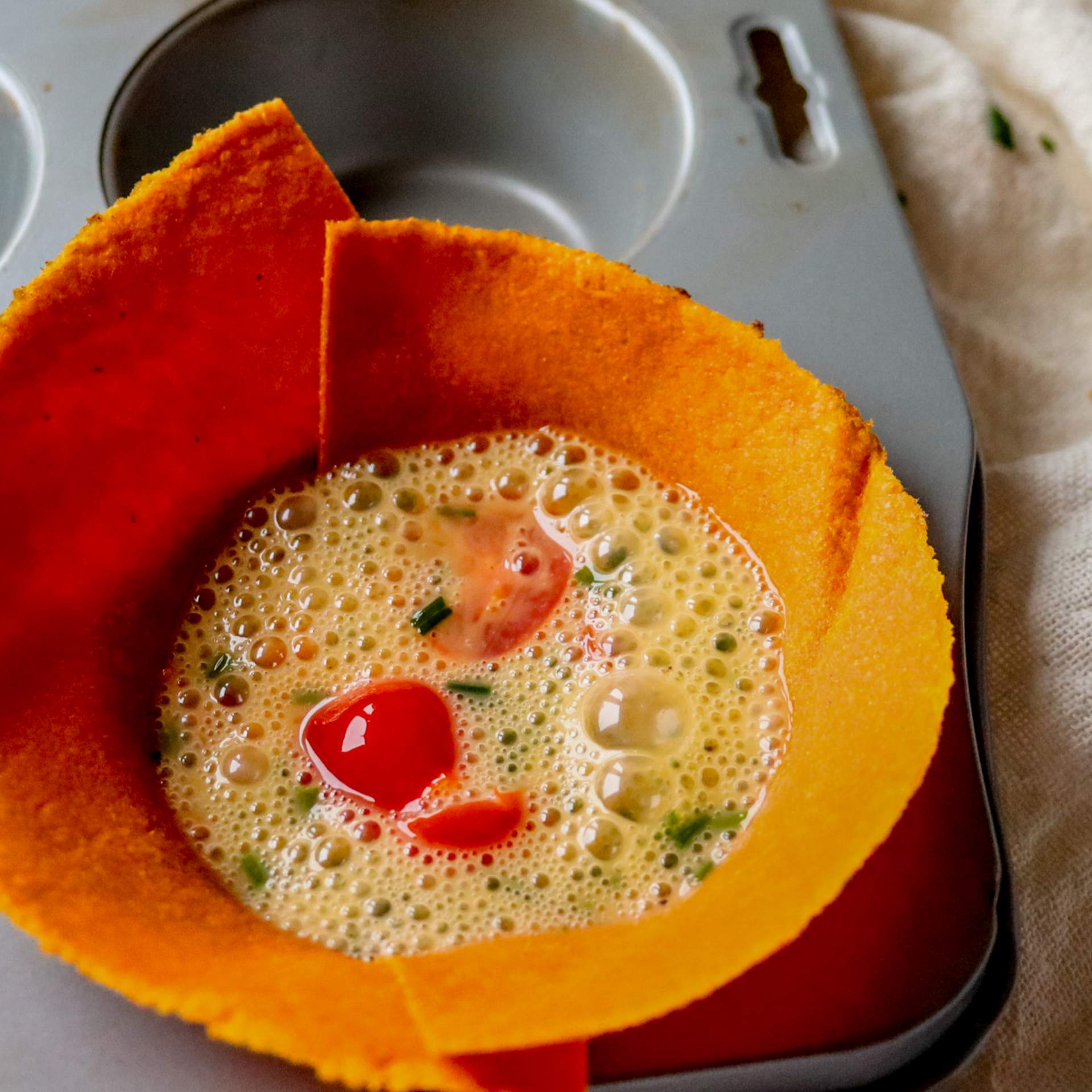 Karotten Tortilla in Muffinform gefüllt mit Eimasse